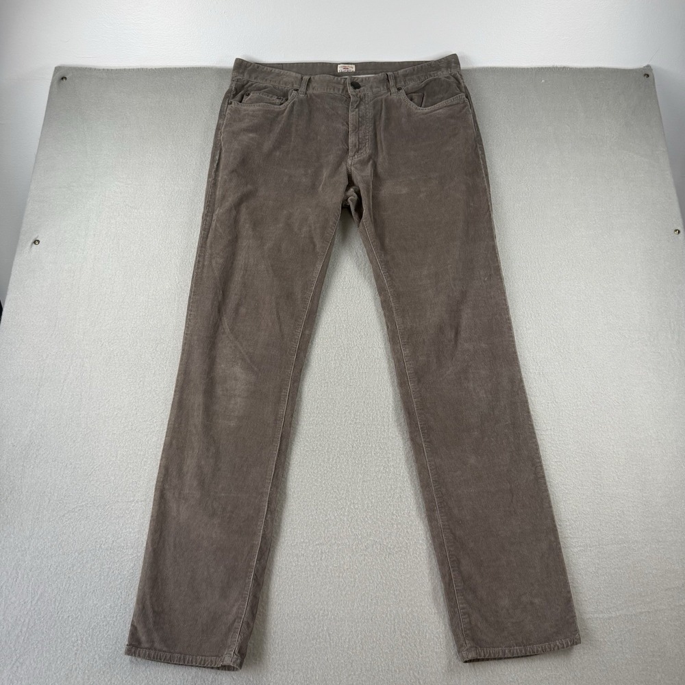 Faherty Pants Mens 35x32 Rugged Gray Stretch Corduroy Organic Cotton MBH2105-RGY
